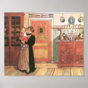 Affiches Mère tenant bébé dans la cuisine