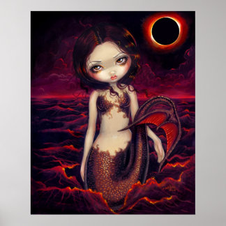 Affiches Mermaid Eclipse gothique lune imaginaire Art