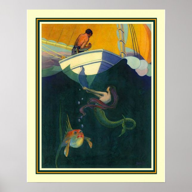 Affiches Mermaid & the Sailboat 1920 Imprimer 16x20 (Devant)