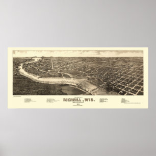 Affiches Merrill, carte panoramique de WI - 1883