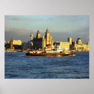 Affiches Mersey Ferry avec Liverpool Waterfront au-delà