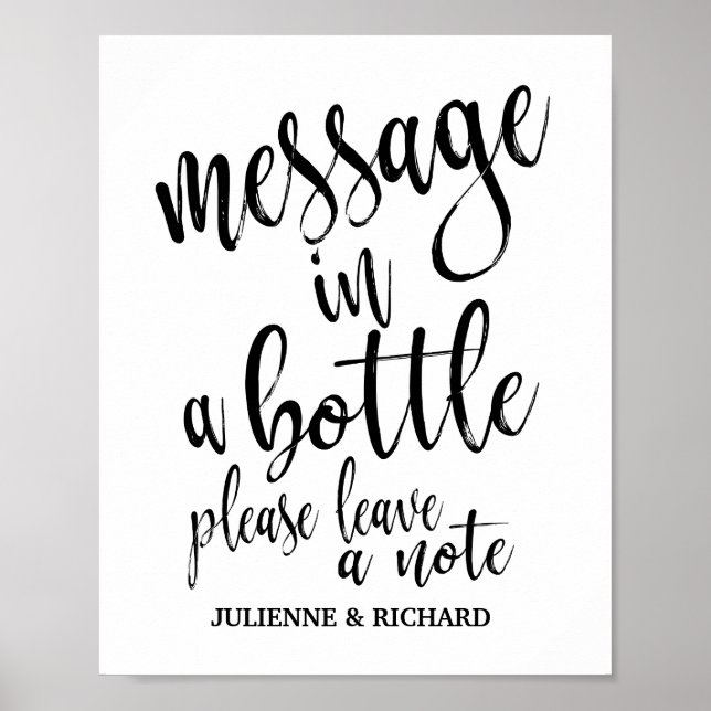 Affiches Message dans une bouteille 8x10 Mariage Inscriptio (Devant)