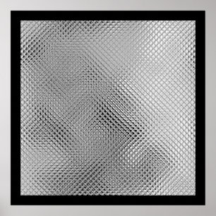 Affiches Métal Réfléchissant Argent Abstrait Noir