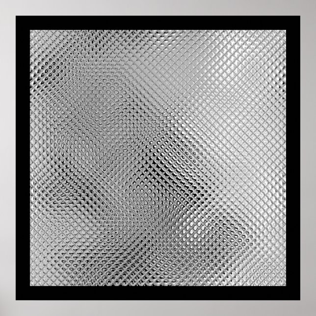 Affiches Métal Réfléchissant Argent Abstrait Noir (Devant)