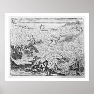 Affiches Méthode indienne de pêche à la baleine, d'un