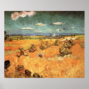 Affiches Meules avec moissonneuse de Vincent van Gogh