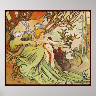 Affiches mexicain de chocolat de mucha d'Alphonse