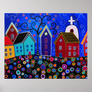 AFFICHES MEXICAN PUEBLO II TOWN PRISARTS PAINTING