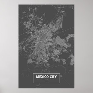 Affiches Mexico, Mexique (blanc sur noir)