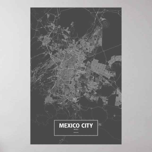 Affiches Mexico, Mexique (blanc sur noir) (Devant)