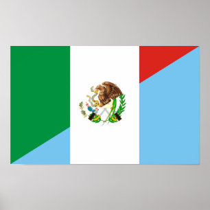 Affiches mexique guatémala symbole du pays à demi-drapeau