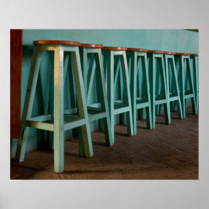 Affiches Mexique, Oaxaca, mur de la ligne Green Bar Stools
