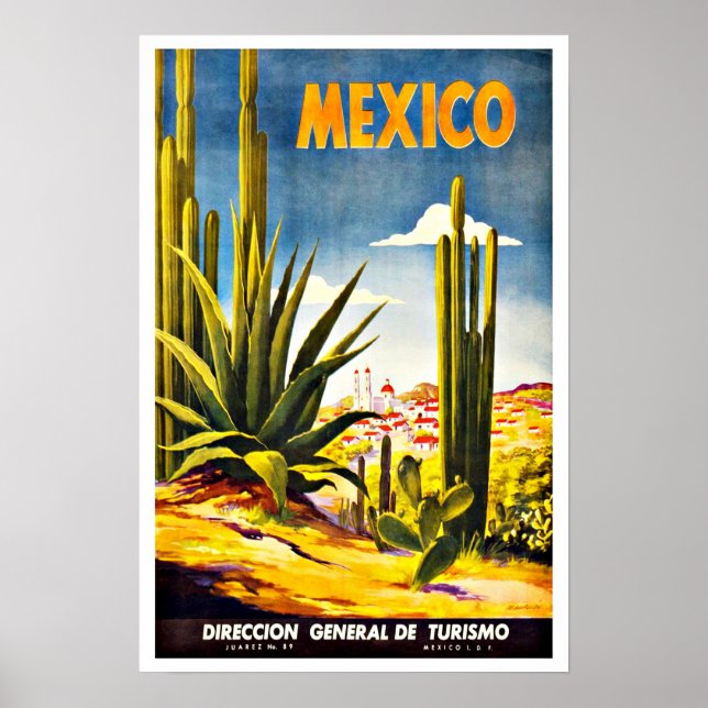 Affiches Mexique Vintage voyage Cactus (Devant)