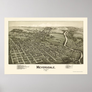Affiches Meyersdale, PA Carte panoramique - 1900