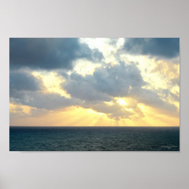 Affiches Miami Beach Yellow Sunrise Blue Ocean Paysage (Devant)