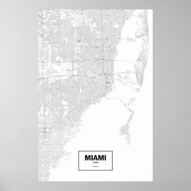 Affiches Miami, Floride (noir sur blanc) (Devant)