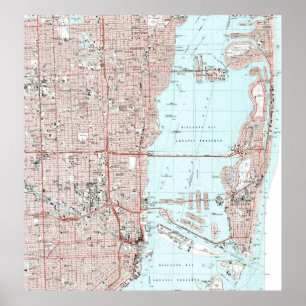 Affiches Miami la Floride Map (1988)