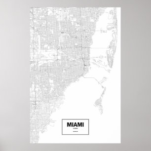 Affiches Miami, la Floride (noir sur le blanc)