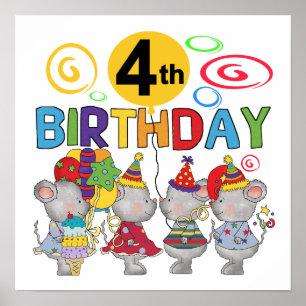 Affiches Mice 4th Birthday T-shirts et cadeaux
