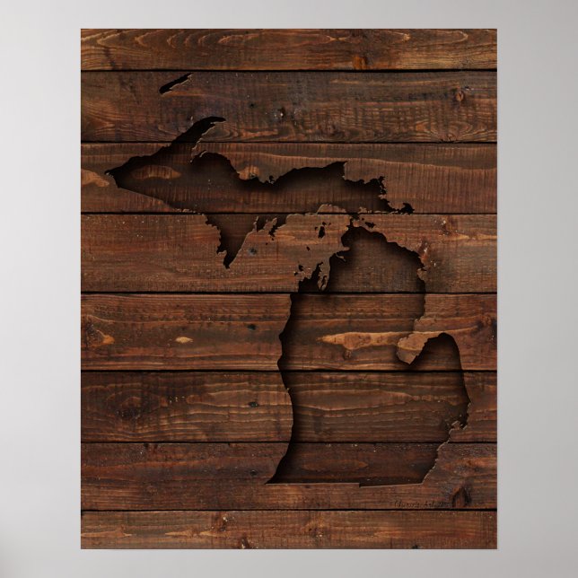 Affiches Michigan Brown bois sculpté (Devant)