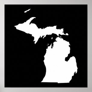 Affiches Michigan en blanc et noir