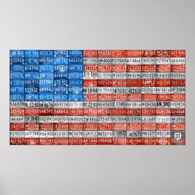 Affiches Michigan License Plate Drapeau Art Imprimer deux (Devant)