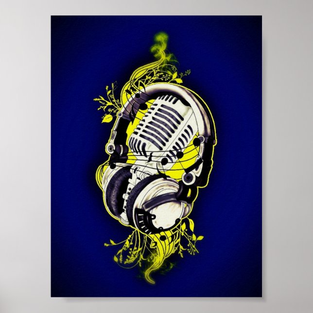 Affiches Microphone et casque (Devant)