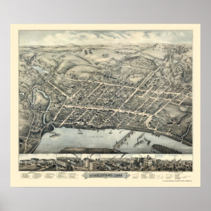 Affiches Middletown, CT Carte panoramique - 1877