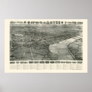 Affiches Middletown, CT Carte panoramique - 1915