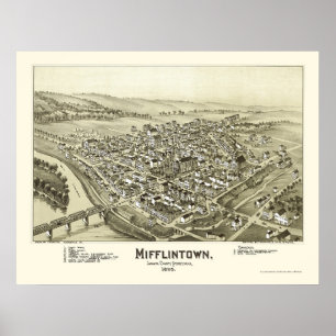 Affiches Mifflintown, PA Carte panoramique - 1895