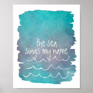 Affiches mignon océan et ciel citation aquarelle post-bleu
