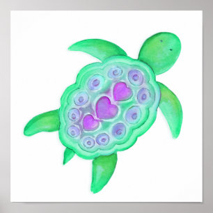 Affiches Mignonne art de tortue fantaisiste pour la nurseri