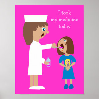 Affiches Mignonne infirmière en caricature Donner de la méd
