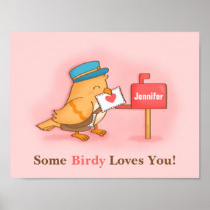 Affiches Mignonne Un Oiseau Vous Aime Postman Lettre Oiseau