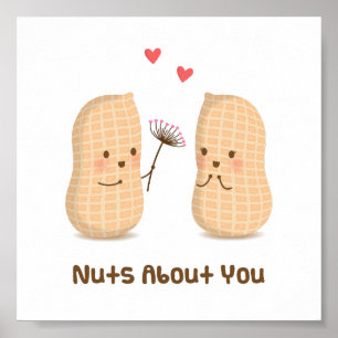 Affiches Mignons arachides fou de toi jeu de mots humour d'