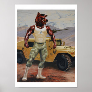 Affiches Militaires de balénoptère de porc de soldat de