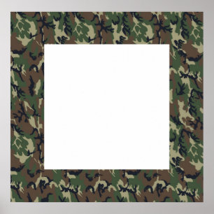 Affiches Military Forest Camouflage Background With White