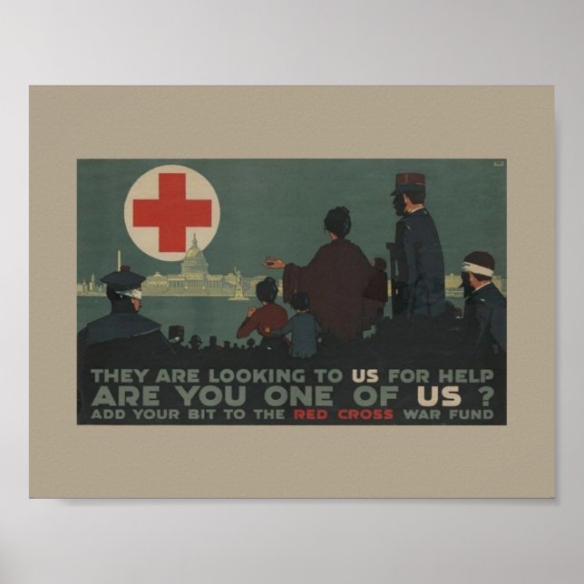 Affiches Military Women World War 1 Red Cross War Fund (Devant)