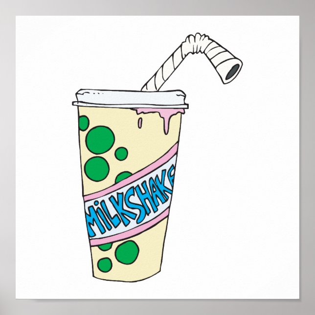 Affiches milkshake aux fraises (Devant)