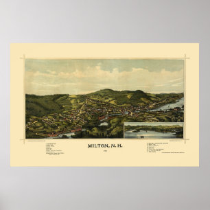 Affiches Milton, carte panoramique de NH - 1888