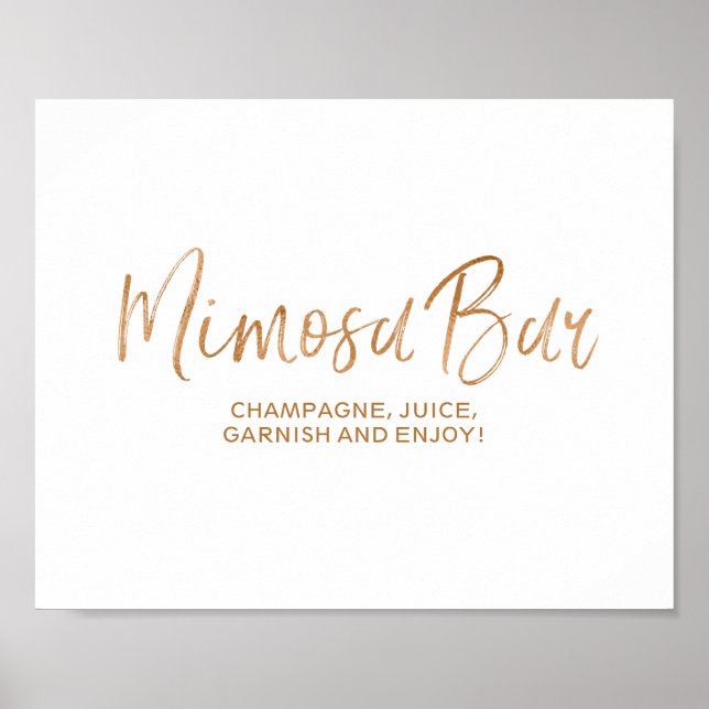 Affiches Mimosa Bar 8x10 Stylish Rose Gold Wedding Sign (Devant)