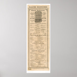 Affiches Miners' Restaurant Menu (1083A)