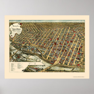 Affiches Minneapolis, carte panoramique de manganèse - 1891