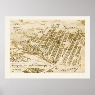 Affiches Minneapolis, carte panoramique de manganèse - 1891