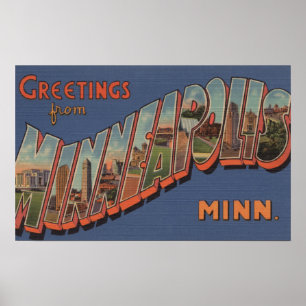 Affiches Minneapolis, Minnesota - Scènes de grandes lettres