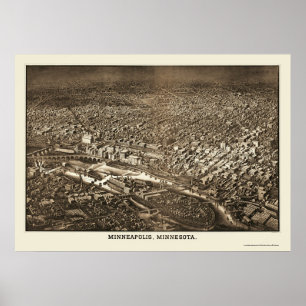 Affiches Minneapolis, MN Carte panoramique - 1885
