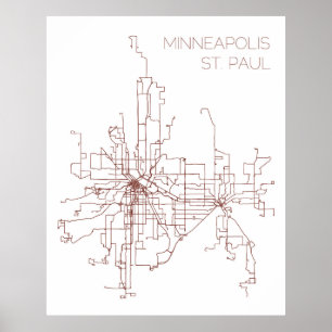 Affiches Minneapolis-St. Itinéraires de transit de Paul