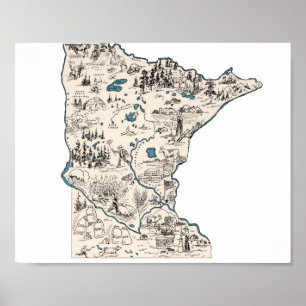 Affiches Minnesota - Carte Vintage des photos