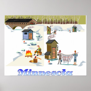 Affiches Minnesota Ice Fishing Print
