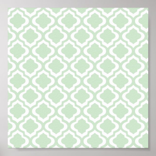 Affiches Mint Green Moroccan Quatrefoil Clover (Devant)